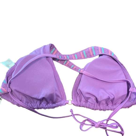 Women’s medium 8-10 Shade & Shore Purple Pink & Blue Striped Bikini Top - Picture 2 of 6